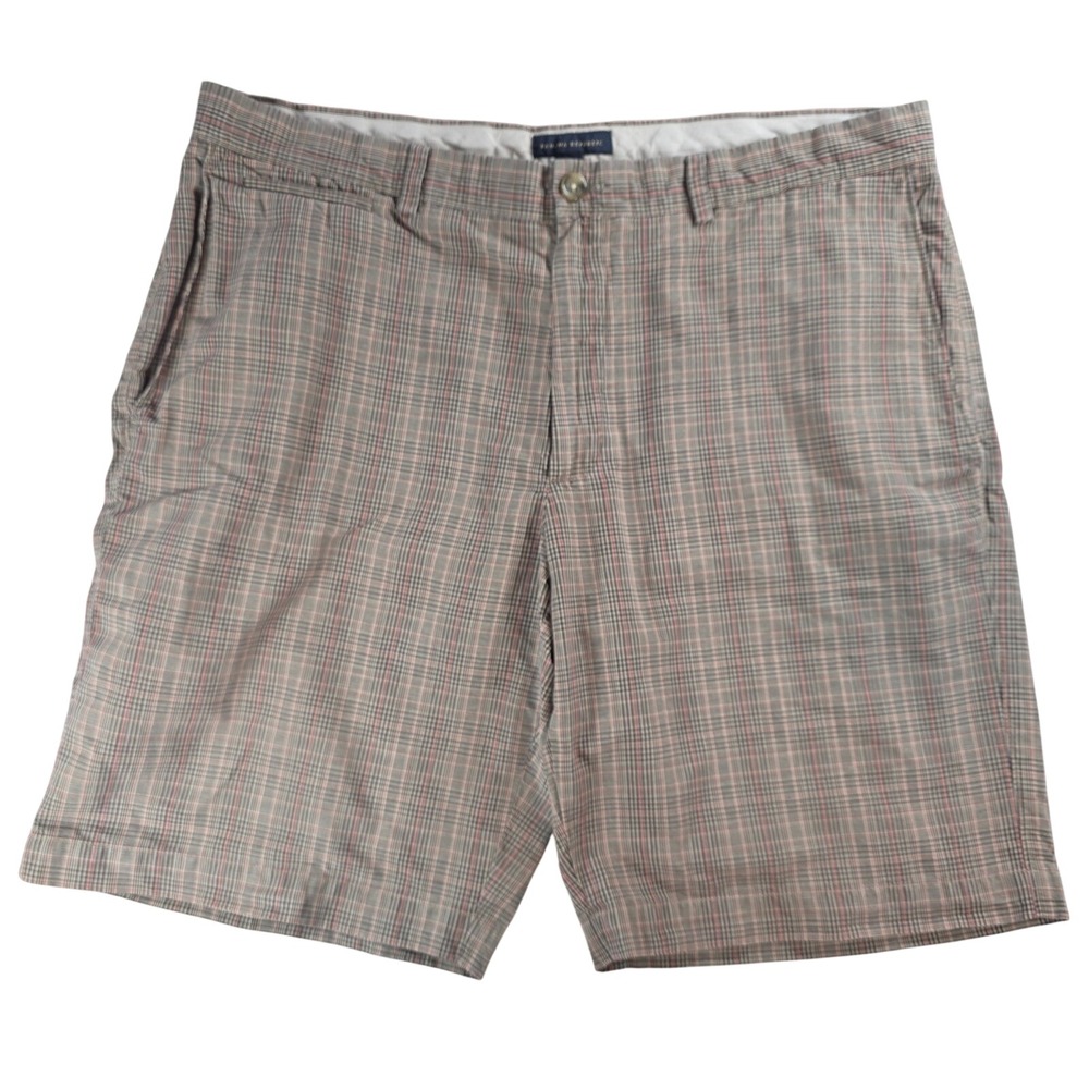 Banana Republic Mens 38 Brown Plaid Cotton‎ Linen Chino Shorts 647028 Summer 09